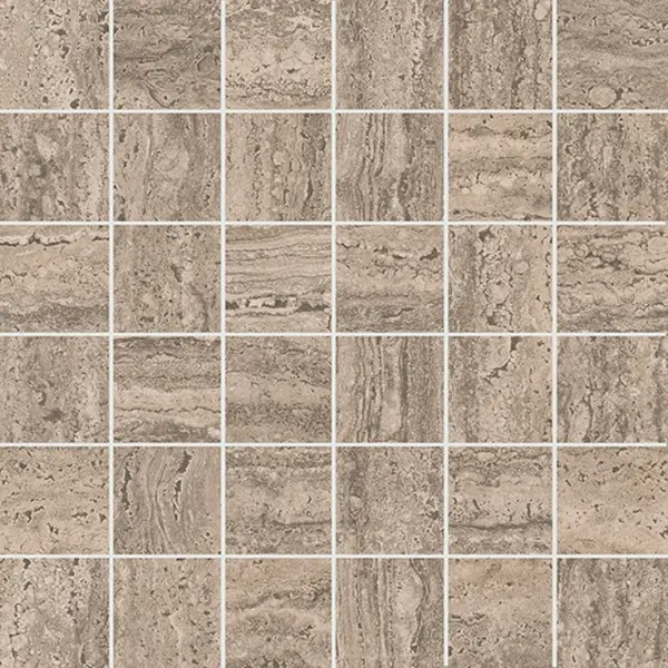 Kerama Marazzi Про Травертин KMD2MSA010GR Мозаичный бежевый тёмный матовый обрезной 30x30 - керамическая плитка и керамогранит