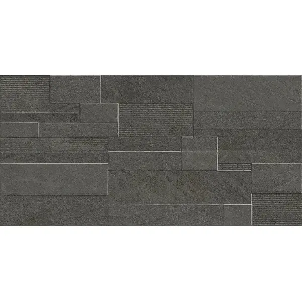 Century Stonerock 119503 Rock Black Strutturato Ret 30x60