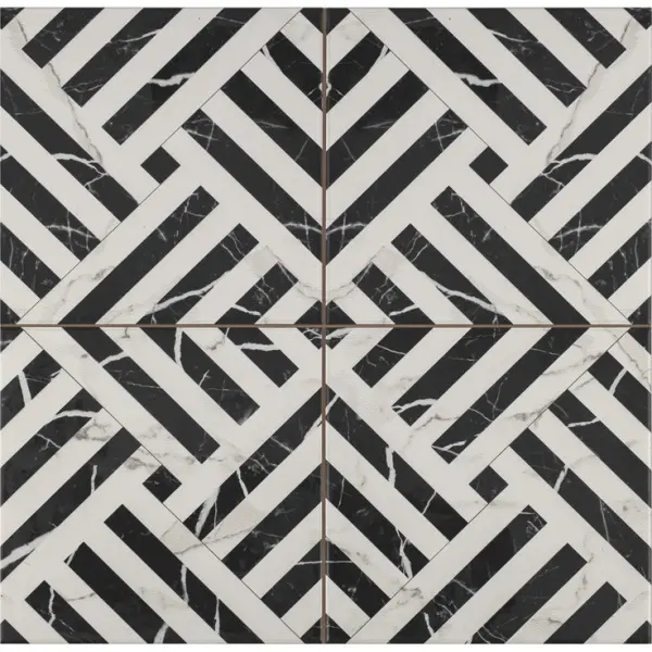 Etili Seramik Patchwork Apollon Charcoal Black Pre-Cut 45x45
