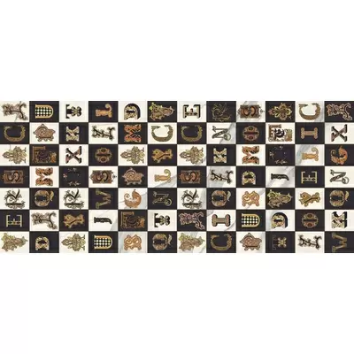 Versace Maximvs 63141 Lettering Bianco-Nero-Oro B 120x278