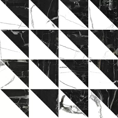 Settecento Reverse 15644 Crystal-Artic-Miroir Lapp Triangolo Su Foglio Mosaico Mix 30x30