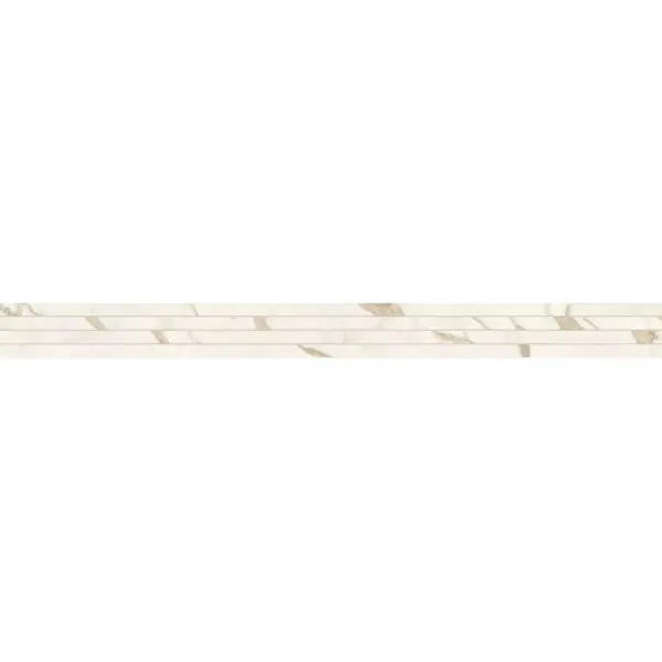 Impronta italgraniti Marble Touch MT01L10 Calacatta Extra Listello SQ 10x120 - керамическая плитка и керамогранит