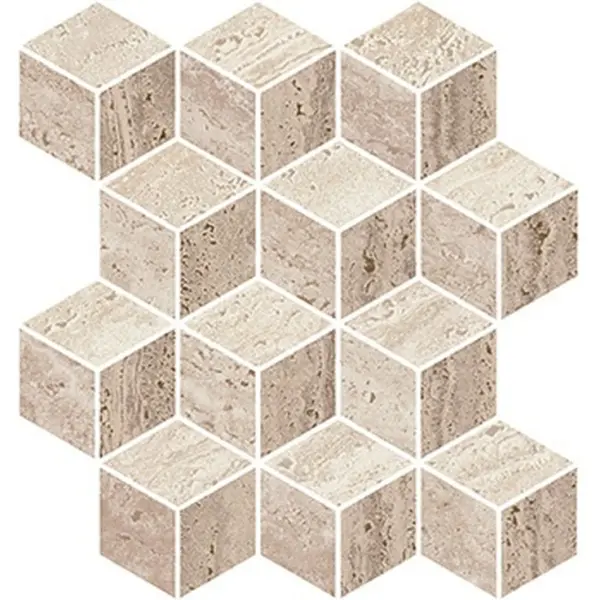 Kerama Marazzi Про Травертин KMD2MSM019BR Мозаичный микс матовый обрезной 34,5x37 - керамическая плитка и керамогранит