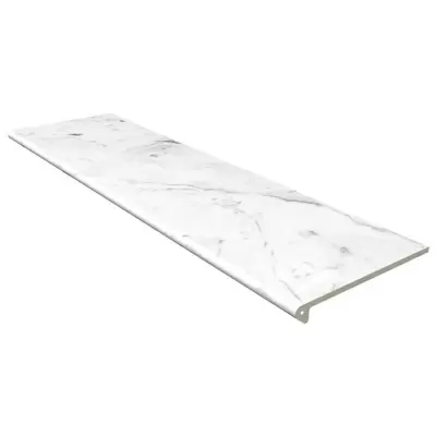 Gres de Aragon Marble Peldano Redondo 120 Carrara Blanco Liso 120x33