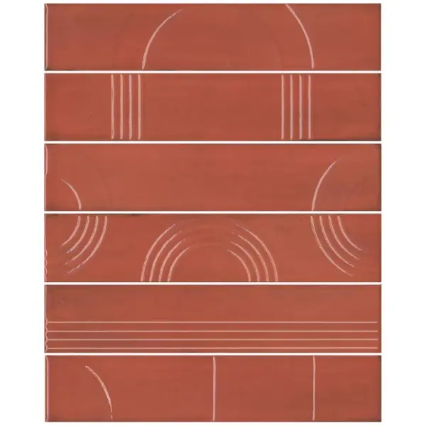 Kerama Marazzi Мажорель KMP3STA005RN6X Красный глянцевый (из 6 частей 6х28,5) 28,5x36
