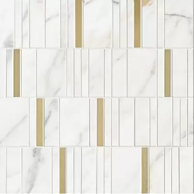 Marazzi Allmarble Wall M111 Golden White Mosaico Barcode Lux 40x40