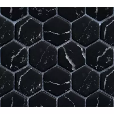 Stone China Mosaic Black Dark Black Nat Hexagon 29.5x30