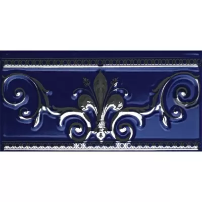 Almera Ceramica Noblesse Cenefa Cobalto Silver 20x10