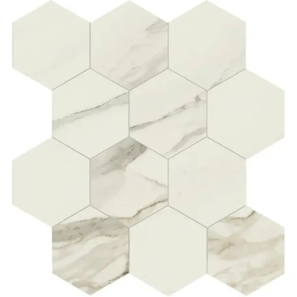 Caesar Anima ACKY Calacatta Composizione Esagono LP 28,5x33