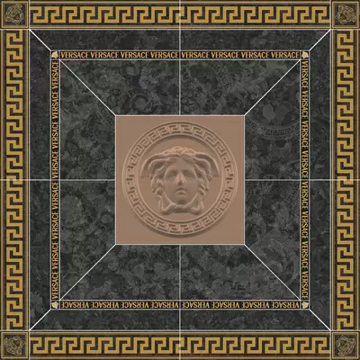Versace Meteorite 47320 Rosone Lappato Nero Oro 120x120