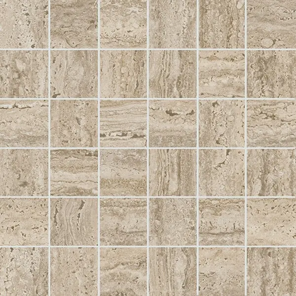 Kerama Marazzi Про Травертин KMD2MSA009GR Мозаичный бежевый матовый обрезной 30x30 - керамическая плитка и керамогранит