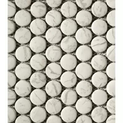 Stone China Mosaic White Light Grey Nat round 31,3 31.3x29.2