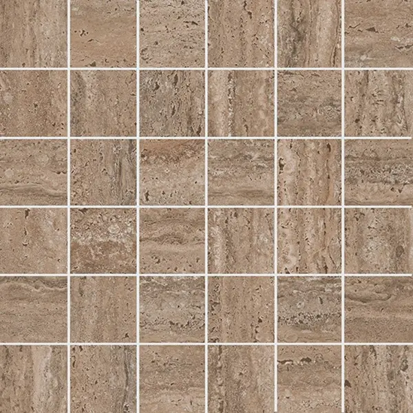 Kerama Marazzi Про Травертин KMD2MSA019GR Мозаичный коричневый светлый матовый обрезной 30x30 - керамическая плитка и керамогранит