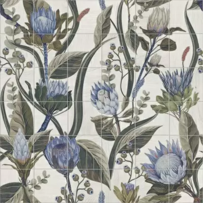 Mainzu Murales Blue Leaves Комплект из 36 штук 20x20