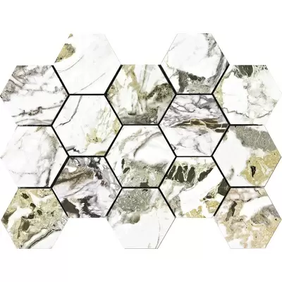 Pamesa Cromat Lux Malla Hex Grotta Oro 32,5x22,5