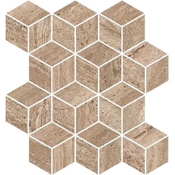 Kerama Marazzi Про Травертин KMD2MSM018BR Мозаичный коричневый светлый матовый обрезной 34,5x37 - керамическая плитка и керамогранит
