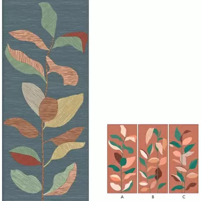 Ornamenta Operae OP120278LVBL Leaves Blue 120x278