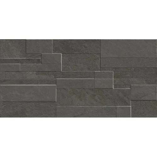 Century Stonerock 119503 Rock Black Strutturato Ret 30x60