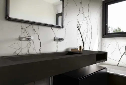 Floor Gres B &amp; W Marble 754463 Black Naturale Ret 30x60