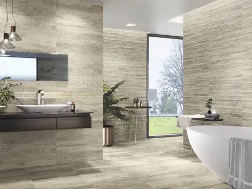 Ape ceramica Travertino Cenefa Sabba Matt Gold 8x25