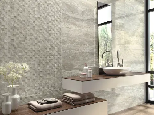 Ape ceramica Travertino Cenefa Sabba Matt Gold 8x25