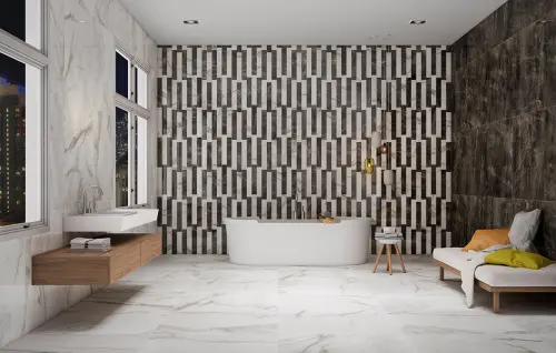 Apavisa Marble 8431940321450 Calacatta Pulido Mosaic 7x45 44.63x44.63
