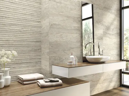 Ape ceramica Travertino Cenefa Sabba Matt Gold 8x25