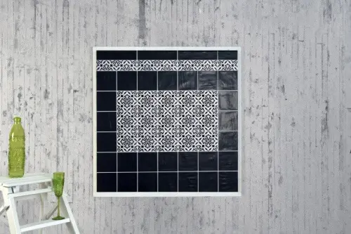 Quintessenza Ceramiche Genesi26 Antracite Lucido Deco 4 13,2x13,2