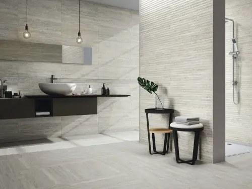 Ape ceramica Travertino Cenefa Sabba Matt Gold 8x25