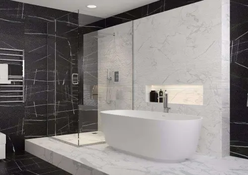 Kerranova Marble Trend K-1000/LR/d06-cut/600x600x10 Carrara 60x60 - керамическая плитка и керамогранит