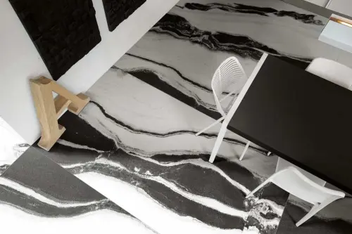 Floor Gres B &amp; W Marble 754463 Black Naturale Ret 30x60