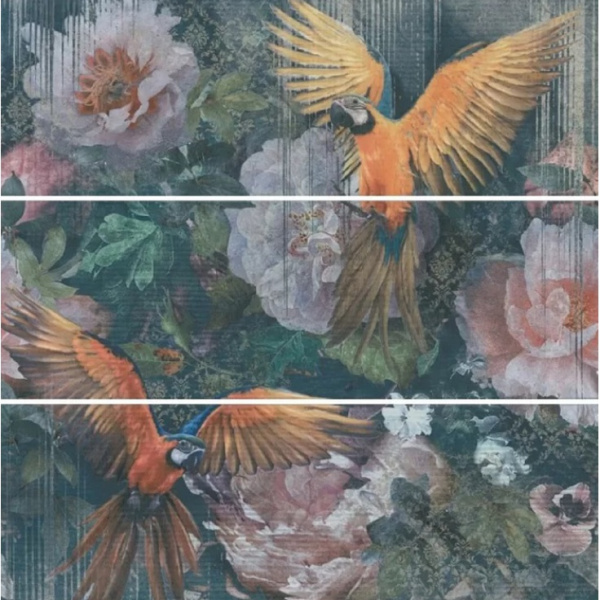 Kerama Marazzi Раваль TG\A08\3x\13000TR Попугаи Матовый Обрезной из 3 частей 30x89,5