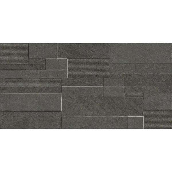 Century Stonerock 119503 Rock Black Strutturato Ret 30x60