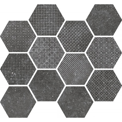 Equipe Coralstone Hexagon Melange Black Antislip 29.2x25.4
