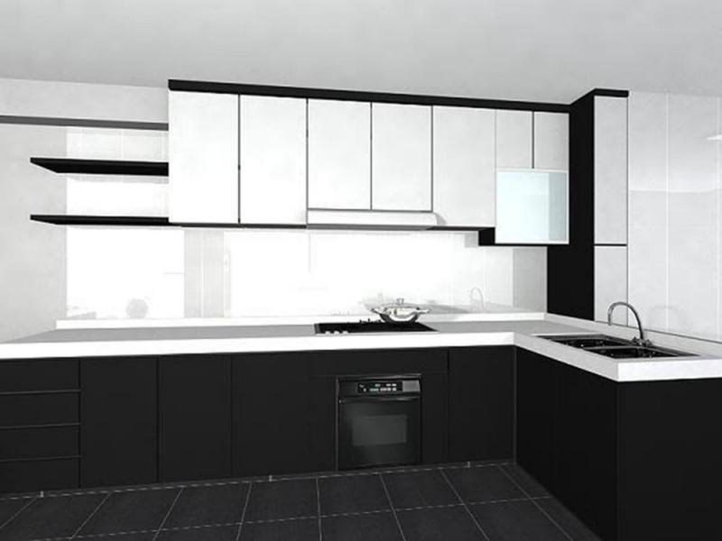 Кухонный гарнитур черно белый фото