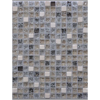 Keramograd Мозаика стеклянная с камнем Бело-серая GS100B 30x30