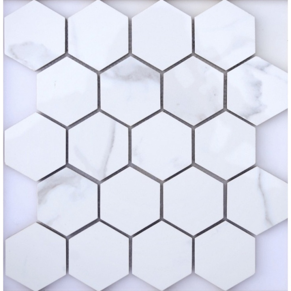 Caramelle Marble Porcelain Calacatta Hexagonal Pol 30,8x36,7 - керамическая плитка и керамогранит