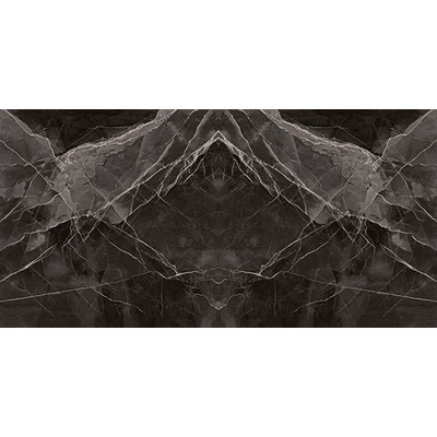 Kutahya Seramik Black Calacatta Book Match Kristal Rectified Parlak Nano 120x240