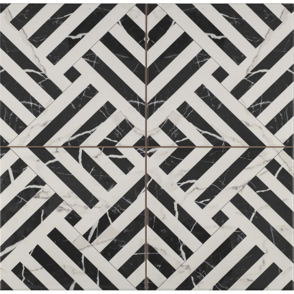 Etili Seramik Patchwork Apollon Charcoal Black Pre-Cut 45x45