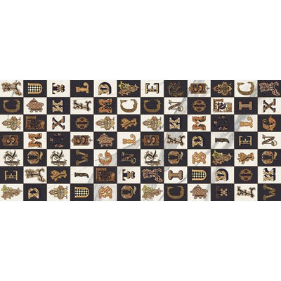 Versace Maximvs 63141 Lettering Bianco-Nero-Oro B 120x278