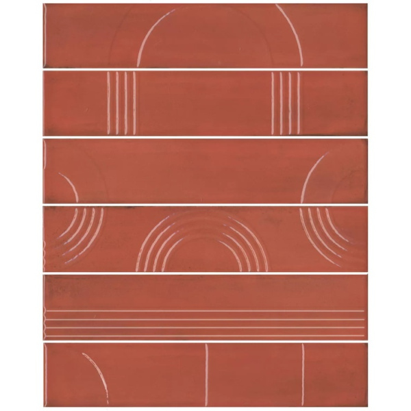 Kerama Marazzi Мажорель KMP3STA005RN6X Красный глянцевый (из 6 частей 6х28,5) 28,5x36