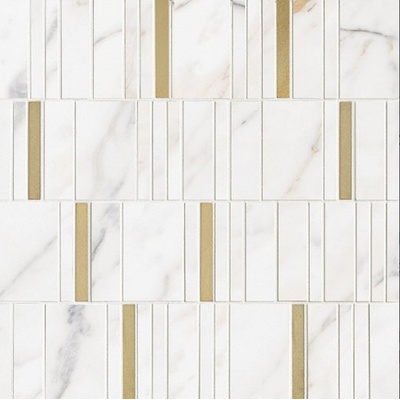 Marazzi Allmarble Wall M111 Golden White Mosaico Barcode Lux 40x40