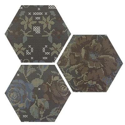Apavisa Punto Croce 8431940359569 Black Decor Hexag. 25x29