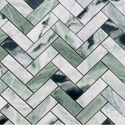 Caramelle Pietrine 7 мм Onice Verde oliva Pol fish 23x73x7 29,8x29,8