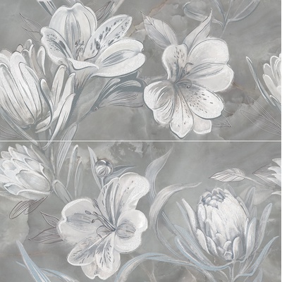 Azori Opale Grey Flower 63x63