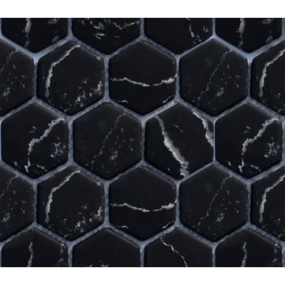Stone China Mosaic Black Dark Black Nat Hexagon 29.5x30