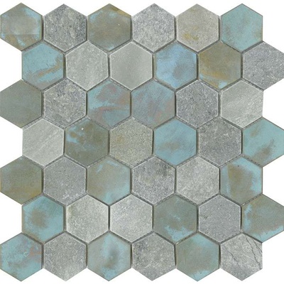 L`antic colonial Worn Hexagon Verdigris 30x30.5