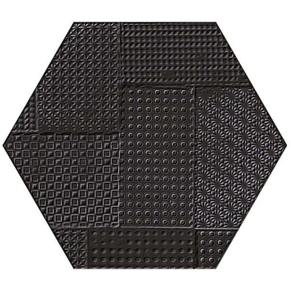 Emil ceramica Sixty EL88 Esagona Timbro Nero Assoluto Silktech 21x18,2