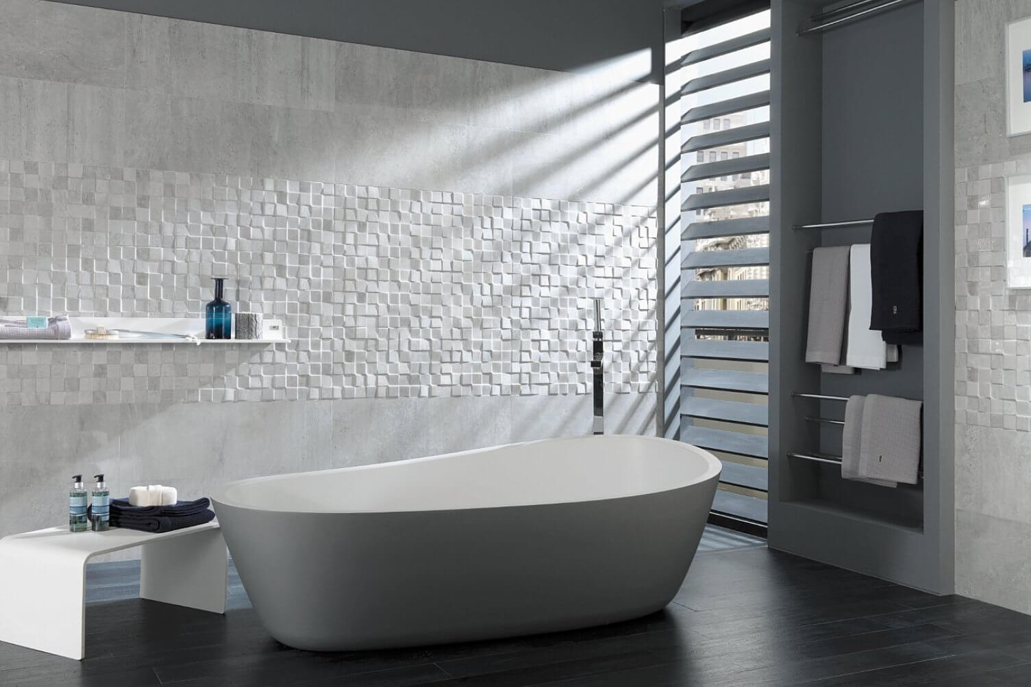 рельефная плитка в ванной дизайн
