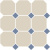 TopCer Octagon 4416OCT11/1C White 16/Blue Cobait Dots 11 30x30